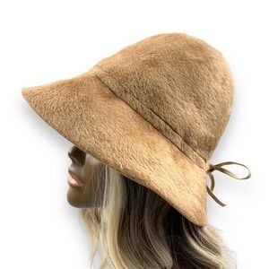 1950's Austrian tan fuzzy wool felt dome bucket hat